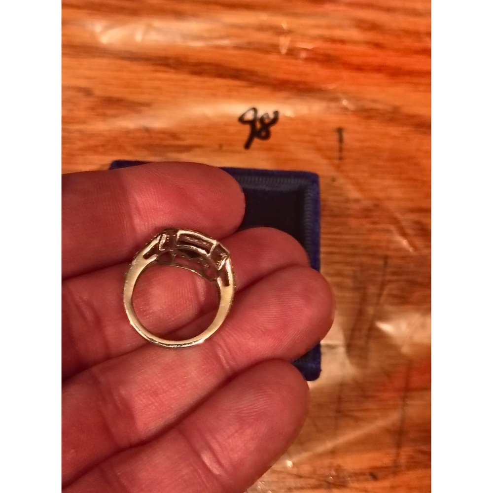 LNT 925 Sterling Silver Emerald Cut Green Cocktail Ring Size 6 - Picture 5 of 7